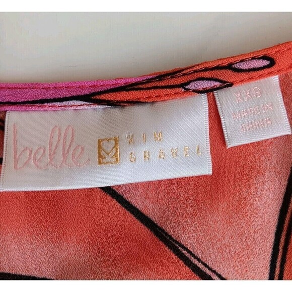 Belle by Kim Gravel Size XXS Orange/Pink Poncho Style Oversized Blouse - Picture 4 of 7